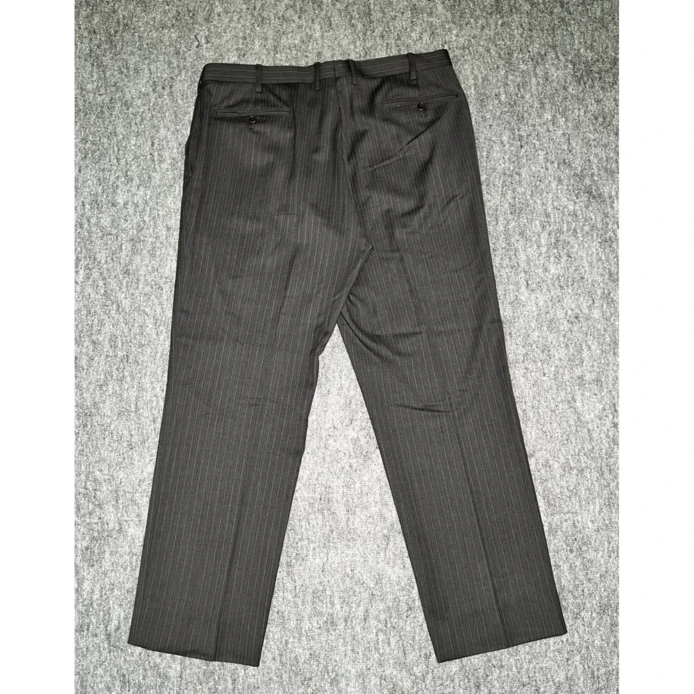 Brooks Brothers 1818 Fitzgerald Pants Men 37 X 29 Black Wool Pin Striped Italy